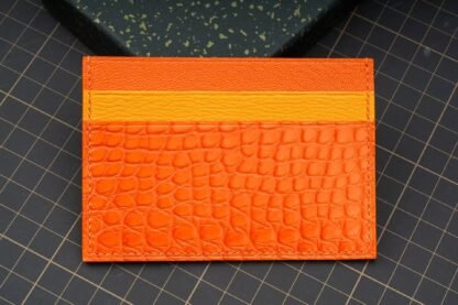 Cardholder crocodile + cow (Orange)